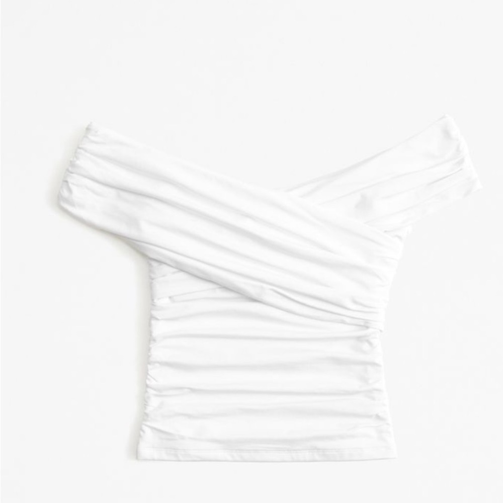 Abercrombie & Fitch White Off-Shoulder Crop Top